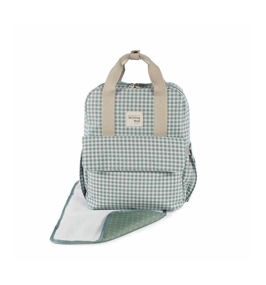 mochila-walking-mum-i-love-vichy-color-verde1 Mochila silla bebé VICHY verde Walking Mum - Imagen 1