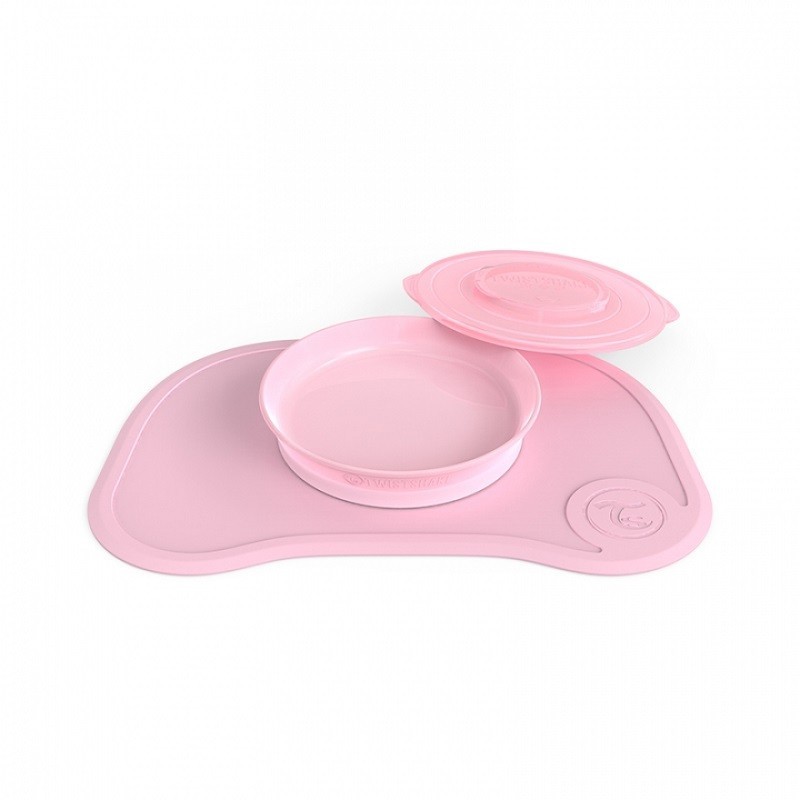 mantel-antideslizante-plato-con-tapa-6m-twistshake-rosa Vajilla infantil Click-Mat Mini+plato Twistshake rosa 2024 - Imagen 1